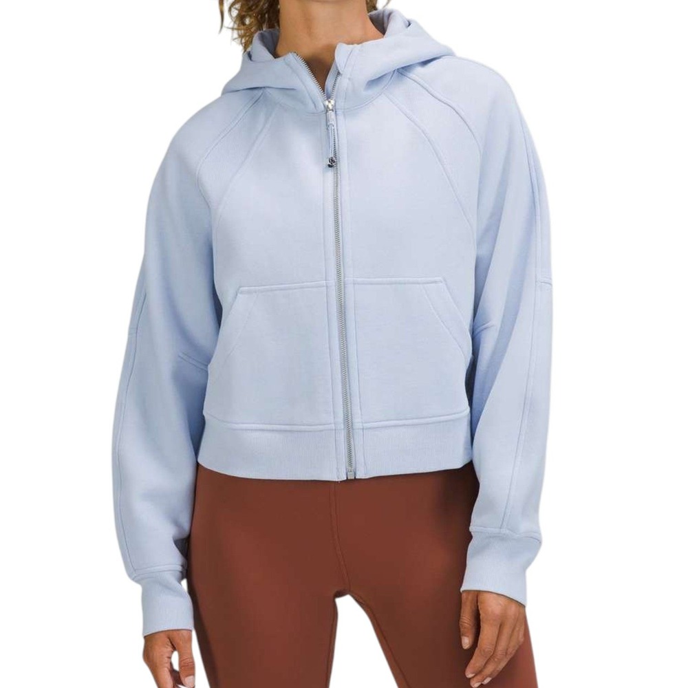 Lululemon Scuba Oversized Full Zip Hoodie Womens XS/S Blue Linen Color Crop READ